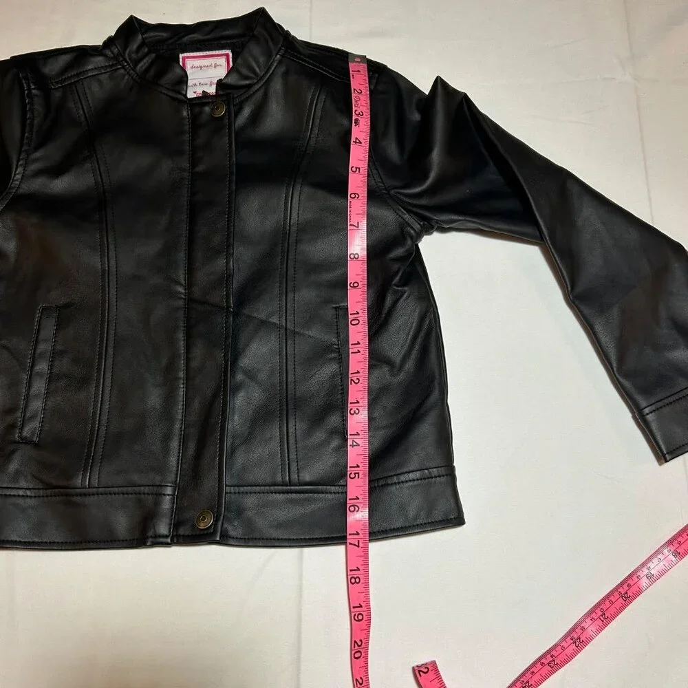 Gymbore Girls Medium 7/8 Black City Kitty Faux Leather Jacket